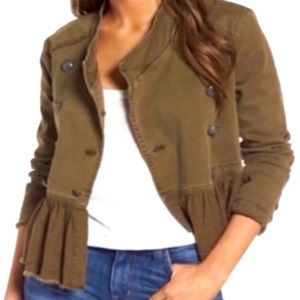 ‼️FREE PEOPLE MILITARY RUFFLE HEM JACKET‼️OLIVE GREEN SMALL / MEDIUM